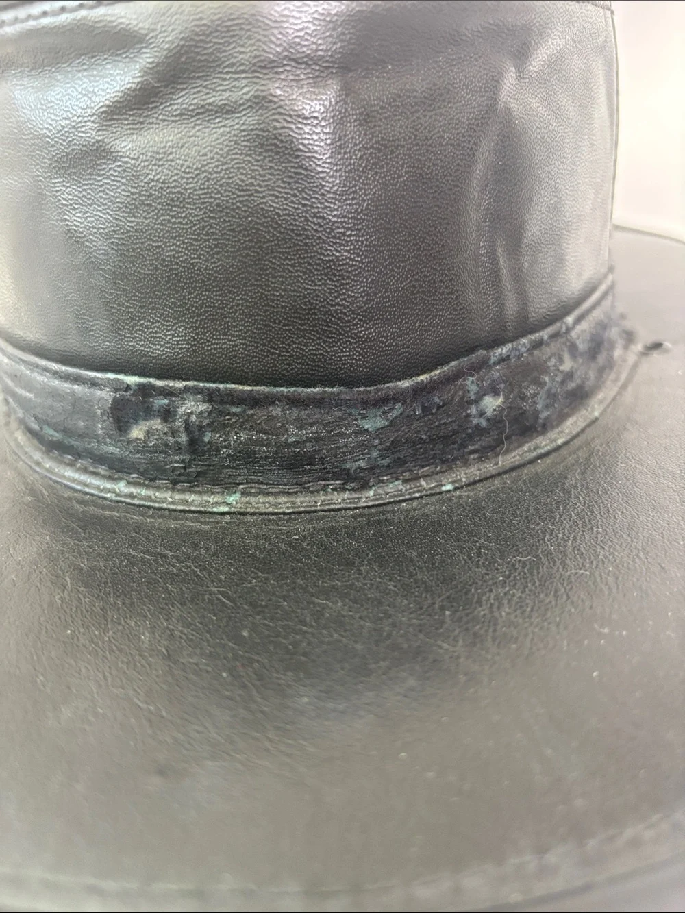 Henschel Vintage Black Leather Made in The USA Wide-Brim Hat sm